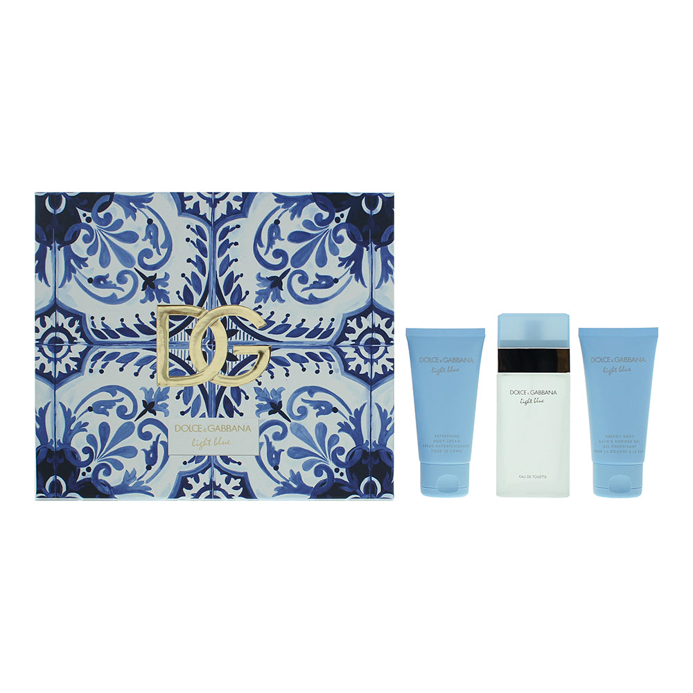 Dolce & Gabbana Light Blue 3 Piece Gift Set: Eau De Toilette 50ml - Body Lotion 50ml - Shower Gel 50ml