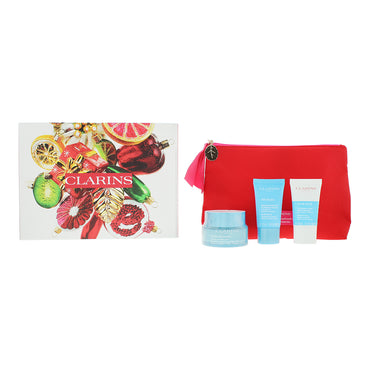 Clarins Hydra-Essentiel 4 Piece Gift Set: Day Cream 50ml - Fresh Scrub 15ml - SOS Hydra Mask 15ml - Pouch n/a