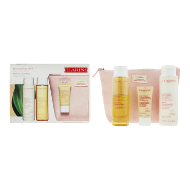 Clarins Perfect Cleansing Normal Skin 4 Piece Gift Set: Cleansing Milk 200ml - Toning Lotion 200ml - Foaming Cleanser 30ml - Pouch
