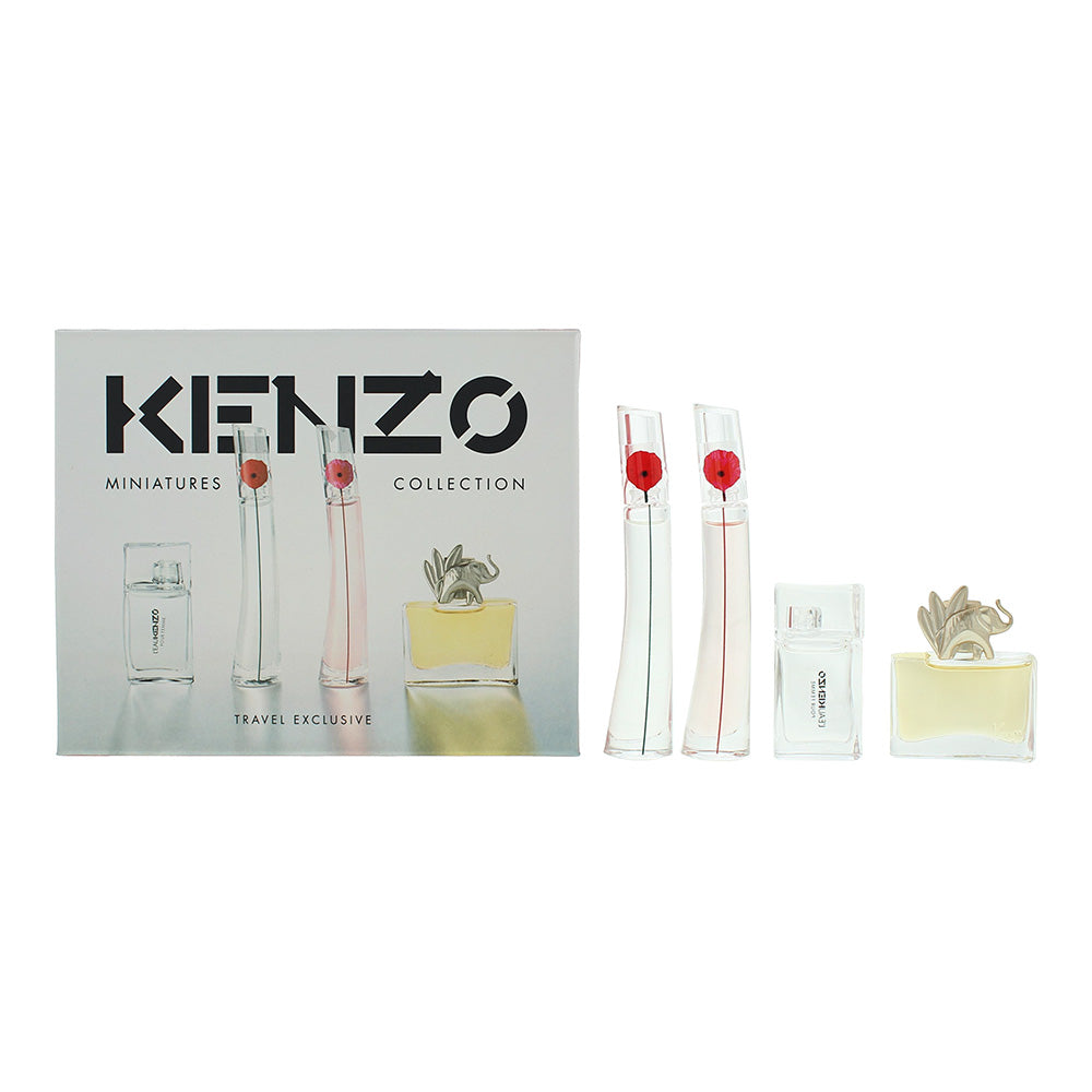 Kenzo Flower 4 Piece Gift Set: Flower Eau De Parfum 4ml - Flower By Poppy Bouquet Eau De Parfum 4ml - L'eau Eau De Toilette 5ml - Jungle Eau De Parfum