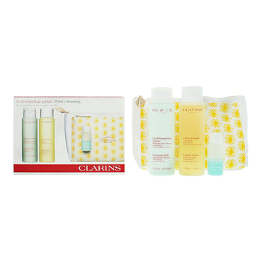 Clarins Perfect Cleansing 3 Piece Gift Set: Cleansing Milk 200ml - Toning Lotion 200ml - Eye Make-Up Remover 30ml