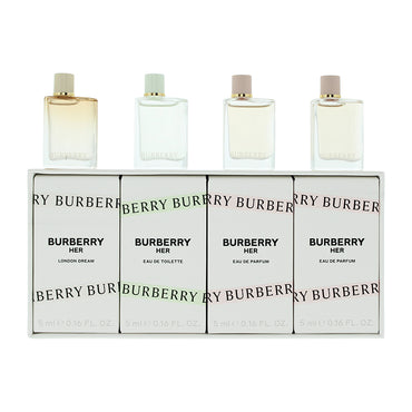 Burberry Her 4 Piece Gift Set: Eau de Parfum 5ml - Eau de Parfum 5ml - Eau de Toilette 5ml - London Dream Eau de Parfum 5ml