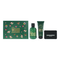 Dsquared2 Green Wood 3 Piece Gift Set: Eau de Toilette 100ml - Shower Gel 100ml - Card Holder