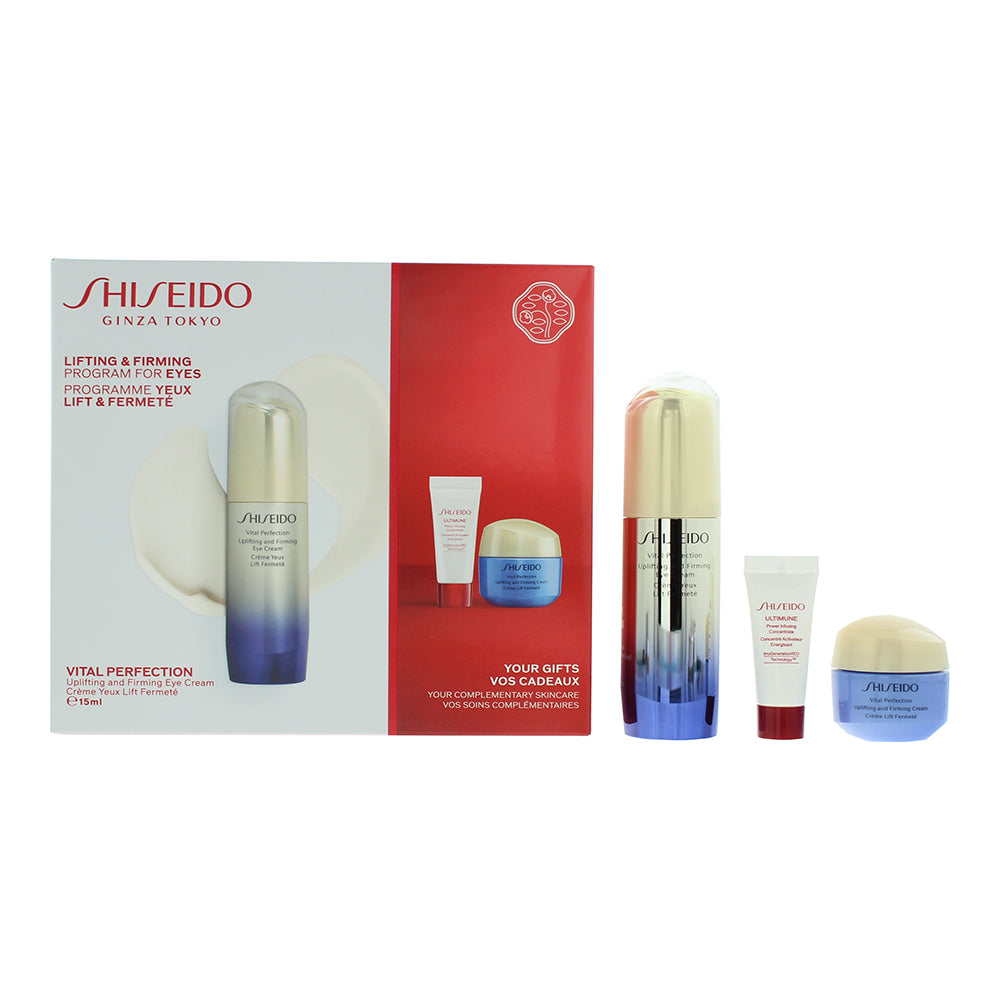 Shiseido Vital Perfection Eye Lifting And Firming 3 Piece Gift Set: Eye Cream 15ml - Cream 15ml - Concentrate 5ml