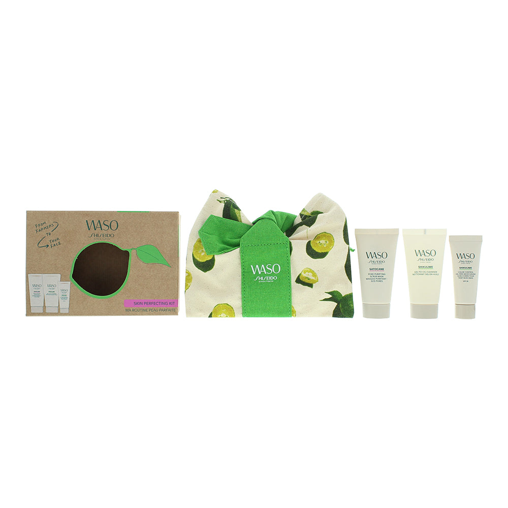 Shiseido Waso Skin Perfecting 3 Piece Gift Set: Cleanser 30ml - Moisturiser 15ml - Scrub Mask 30ml