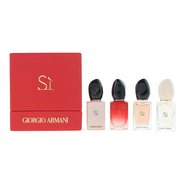 Giorgio Armani Si Miniatures 4 Piece Gift Set: Si Eau de Parfum 7ml - Si Fiori Eau de Parfum 7ml - Si Passione Eau de Parfum 7ml - Si Eau de Toilette