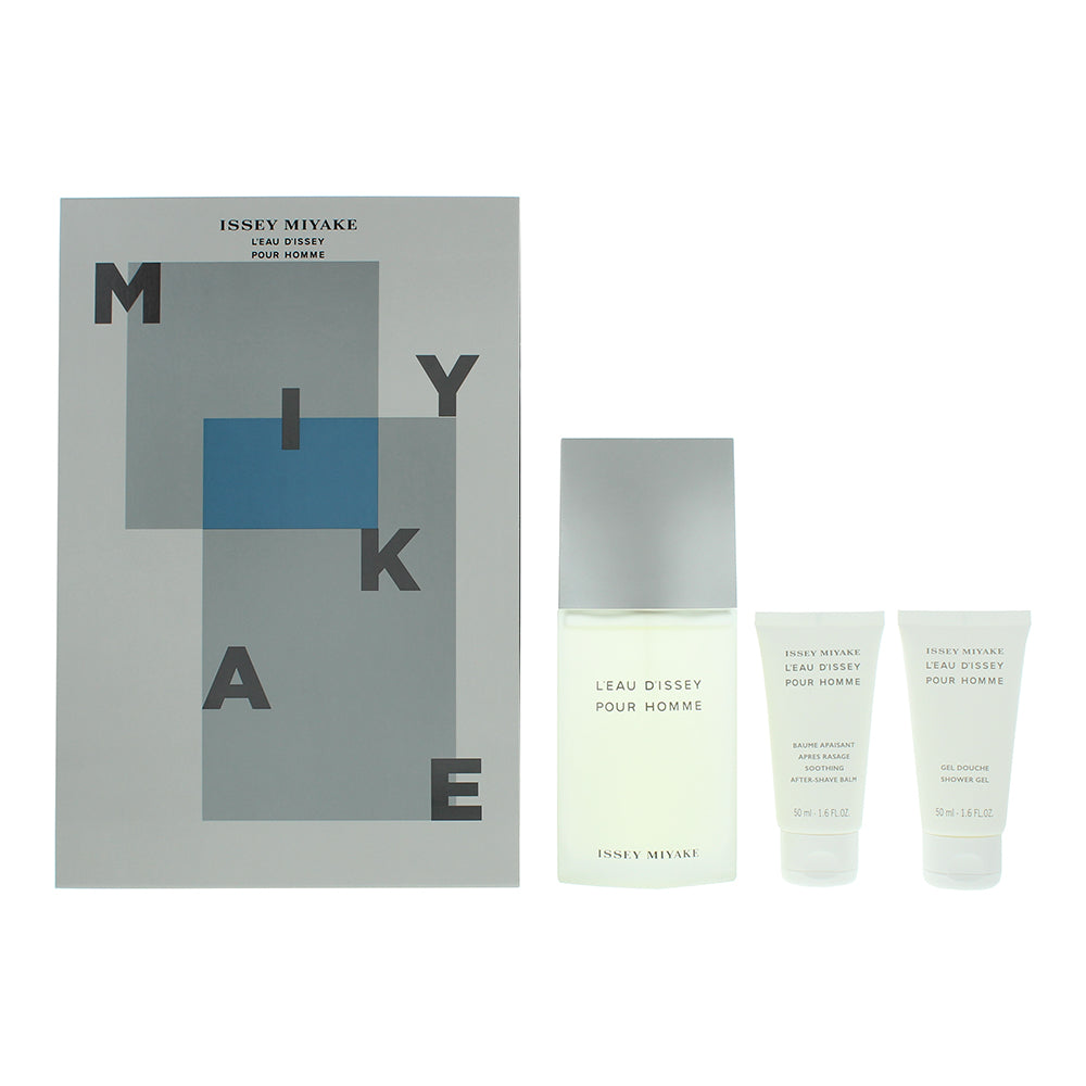 Issey Miyake L'eau D'issey Pour Homme 3 Piece Gift Set: Eau de Toilette 125ml - Shower Gel 50ml - Aftershave Balm 50ml