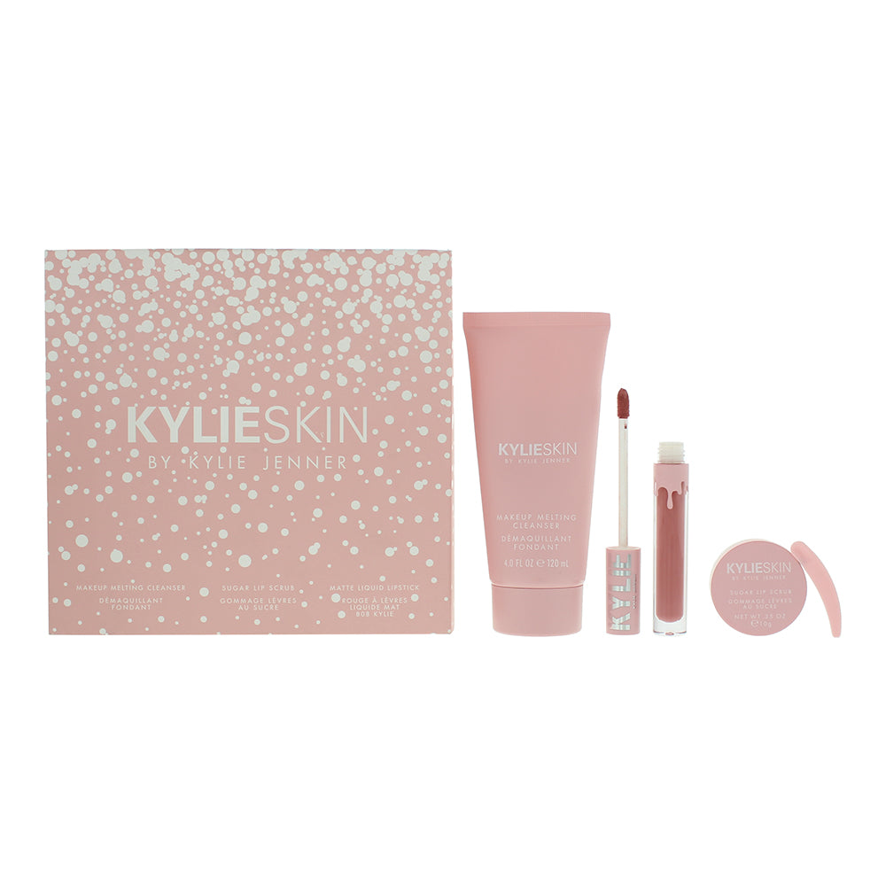 Kylie By Kylie Jenner Kylie Skin 3 Piece Gift Set: Cleanser 120ml - Lip Scrub 10g - Liquid Lipstick 3ml