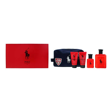 Ralph Lauren Polo Red 4 Piece Gift Set: Eau de Toilette 125ml - Eau de Toilette 40ml - Hair  Body Wash 50ml - Aftershave Balm 50ml