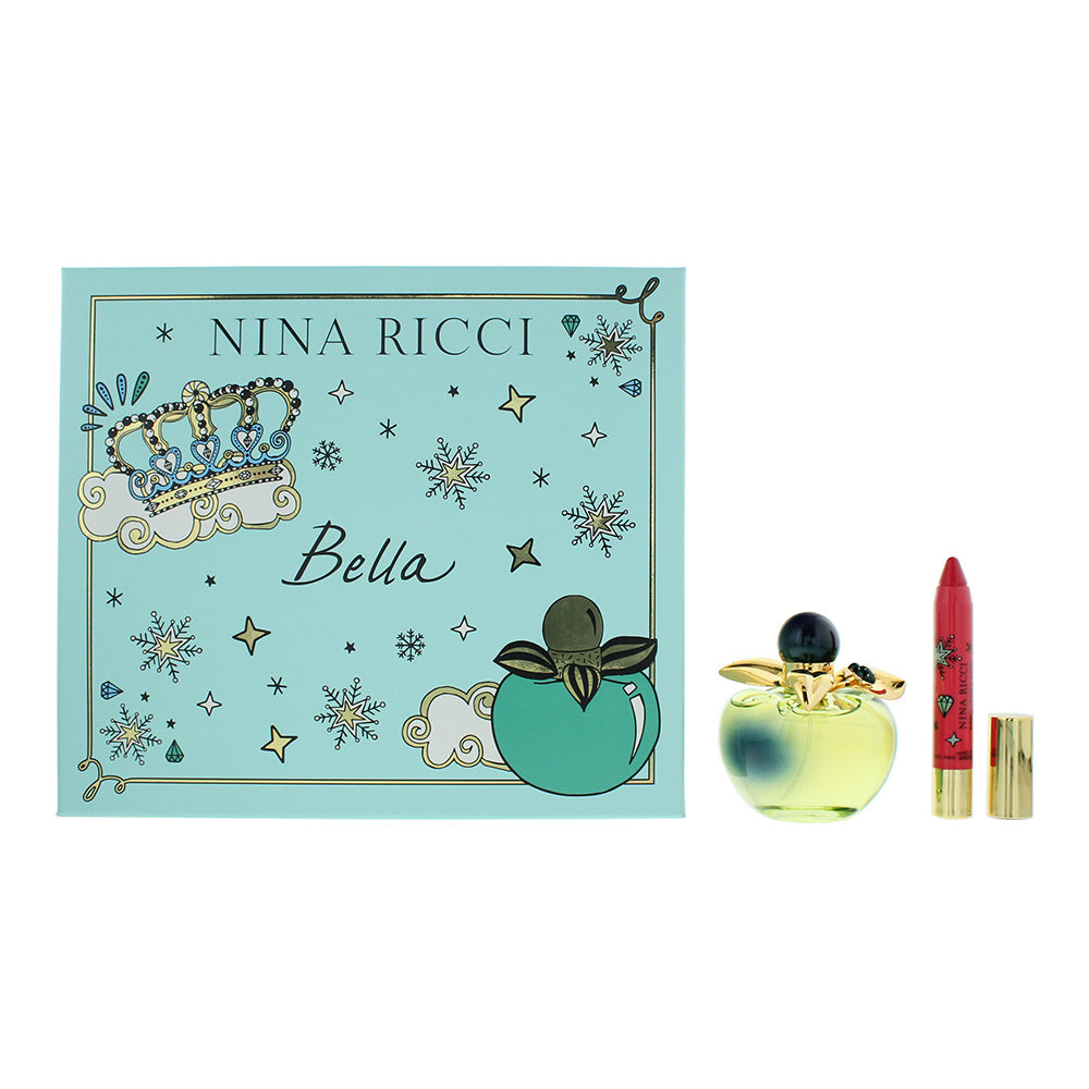 Nina Ricci Bella 2 Piece Gift Set: Eau de Toilette 80ml - Lip Stick 2.5g