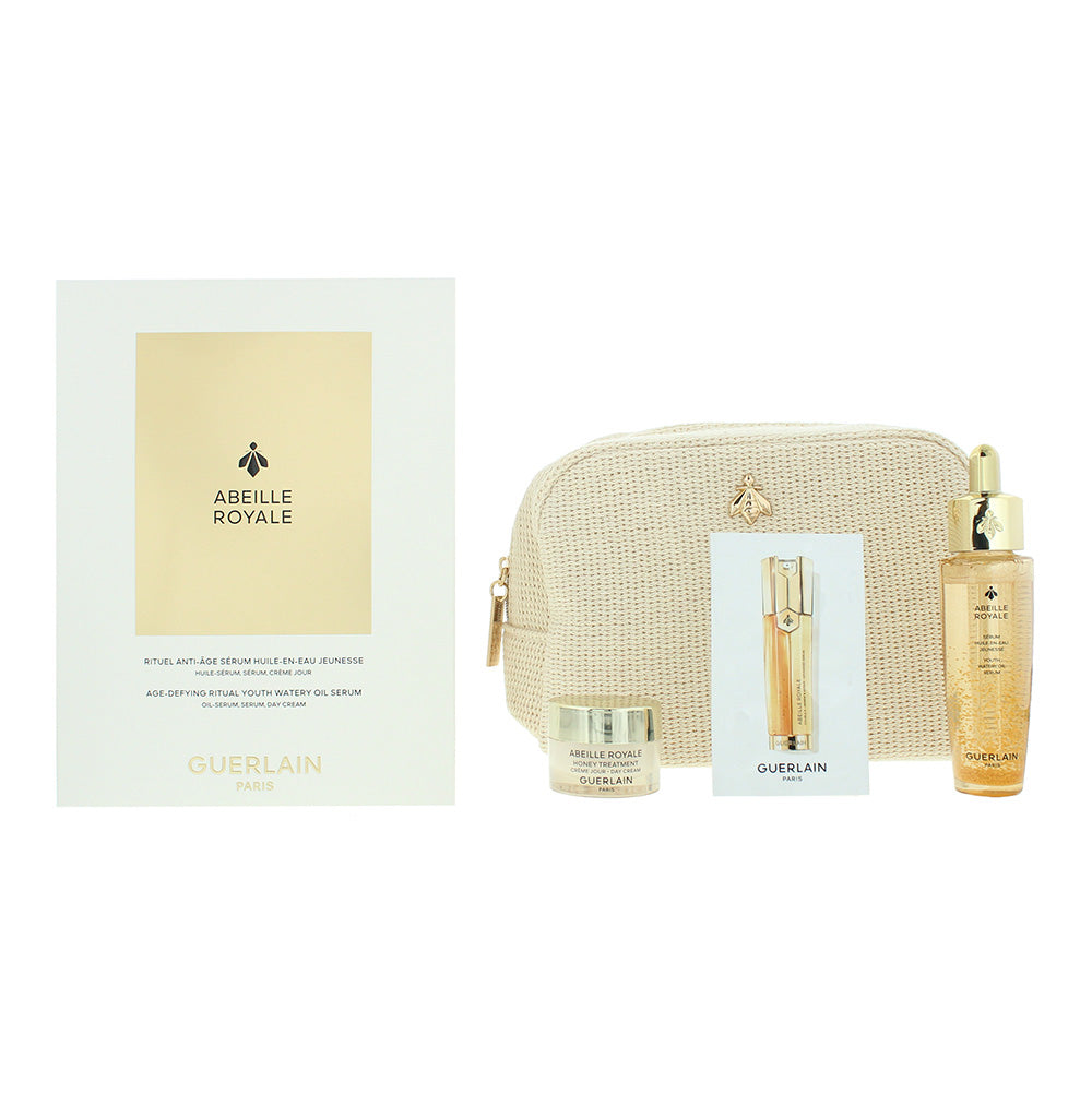 Guerlain Abeille Royale 3 Piece Gift Set: Day Cream 7ml - Oil In Water Serum 30ml - Renew  Repair Serum 7 x 0.6g + Case