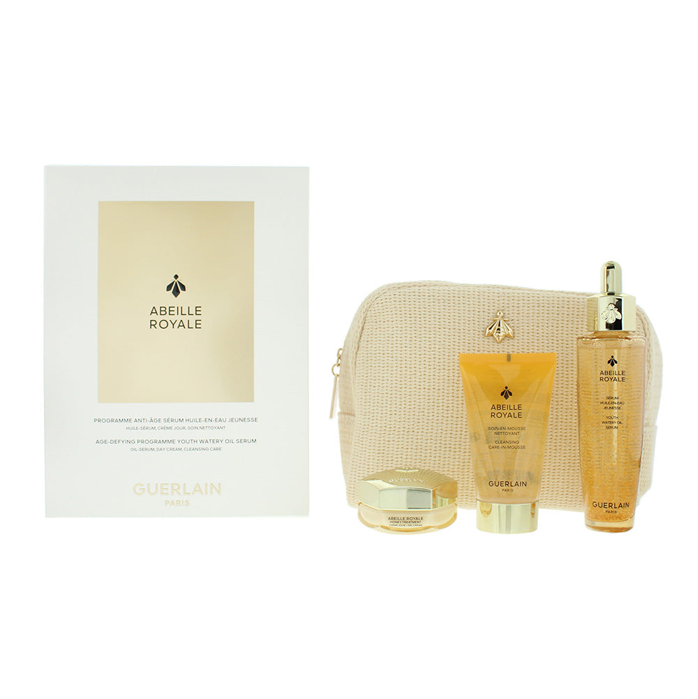 Guerlain Abeille Royale 3 Piece Gift Set: Watery Oil Serum 50ml - Day Cream 15ml - Cleansing Mousse 40ml