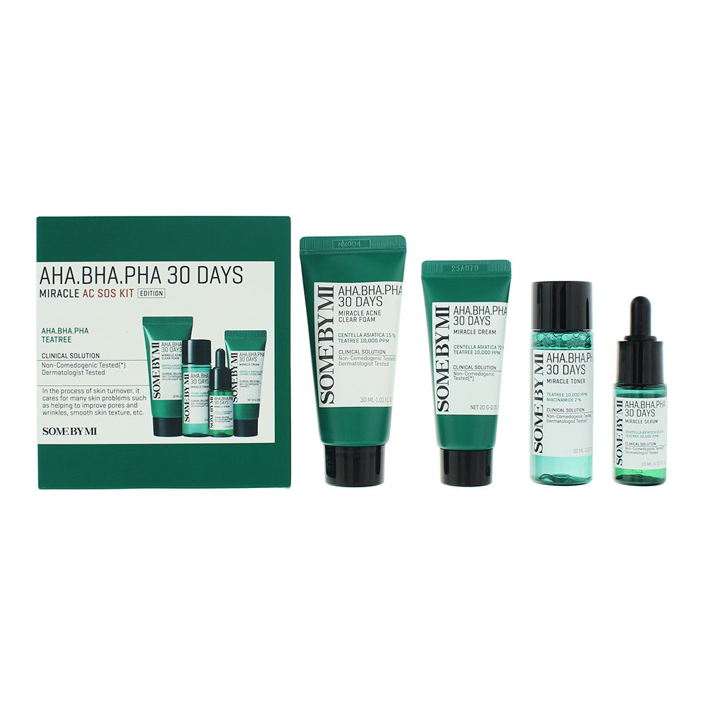 Some By Mi 30 days AHA, BHA, PHA Miracle Acne Sos Kit 4 Piece Gift Set: Cleansing Foam 30ml -