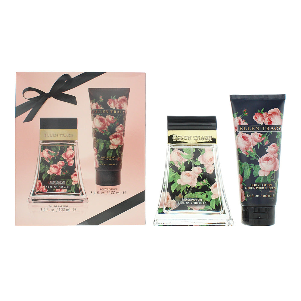 Ellen Tracy Classic Florals Black Courageous Photobox 2 Piece Gift Set: EDP 100ml - BL 100ml