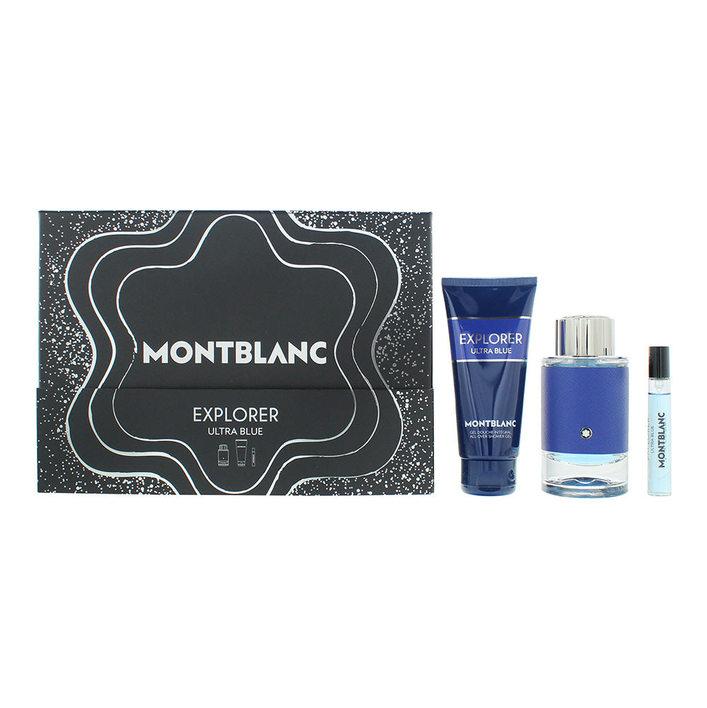 Montblanc Explorer Ultra Blue 3 Piece Gift Set: EDP 100ml - EDP 7.5ml - Shower Gel 100ml