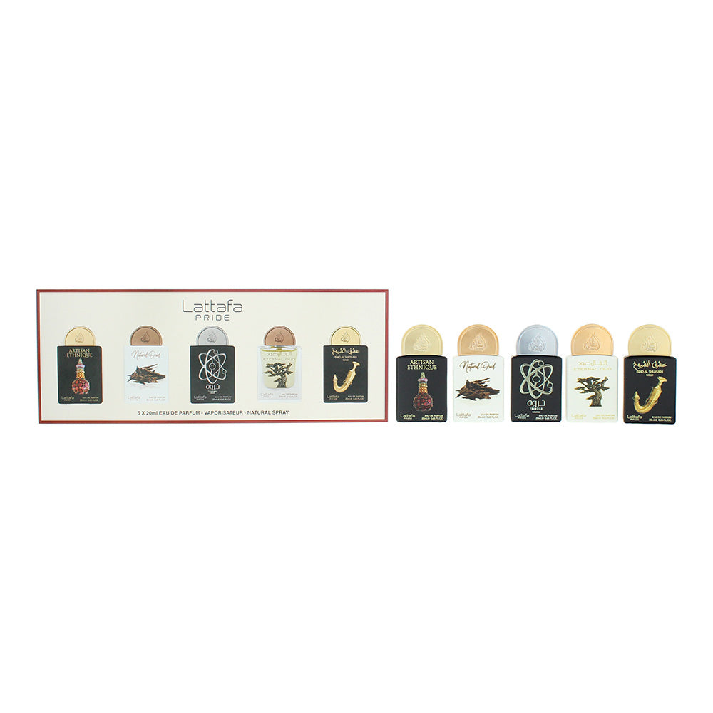 Lattafa Pride 5 Piece Gift Set: Eau de Parfum 20ml - Artisan Ethniqu Eau de Parfum 20ml - Eau de Parfum 20ml - Eau de Parfum 20ml - Eau de Parfum 20ml