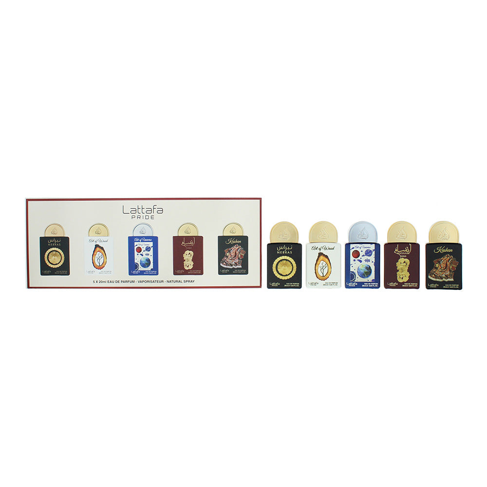 Lattafa Pride  Piece Gift Set: Nebras Eau de Parfum 20ml - Eau de Parfum 20ml - Eau de Parfum 20ml - Eau de Parfum 20ml - Eau de Parfum 20ml