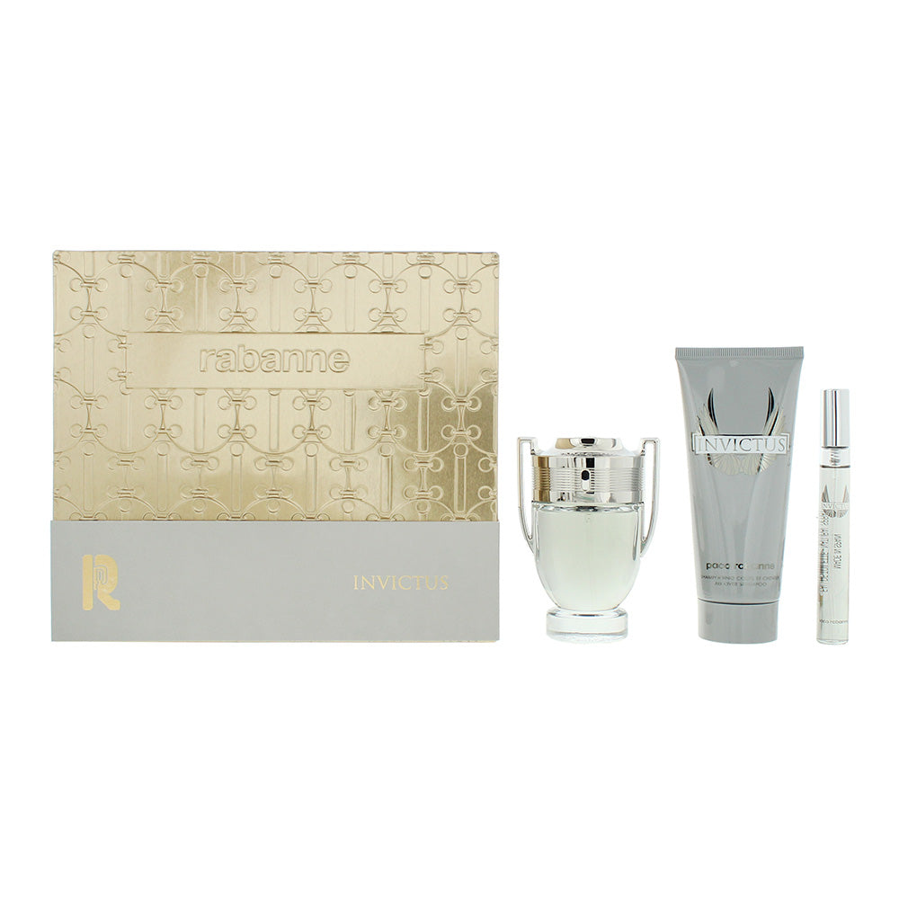 Rabanne Invictus 3 Piece Gift Set: Eau de Toilette 50m - Eau de Toilette 10ml - Shower Gel 100ml
