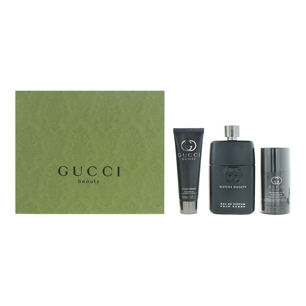 Gucci Guilty Pour Homme 3 Piece Gift Set: Eau de Parfum 90ml - Deodorant Stick 75ml - Shower Gel 50ml