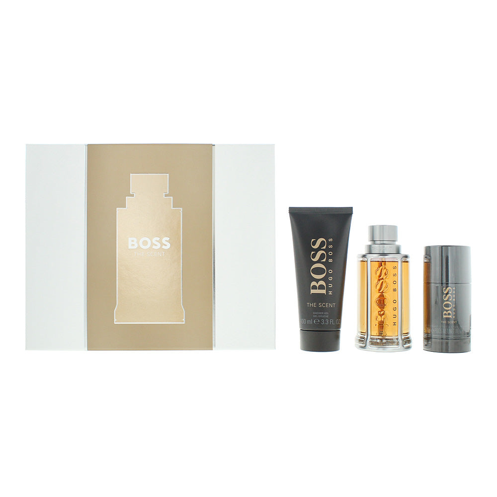 Hugo Boss The Scent 3 Piece Gift Set: Eau de Toilette 100ml - Shower Gel 100ml - Deodorant Stick 75ml