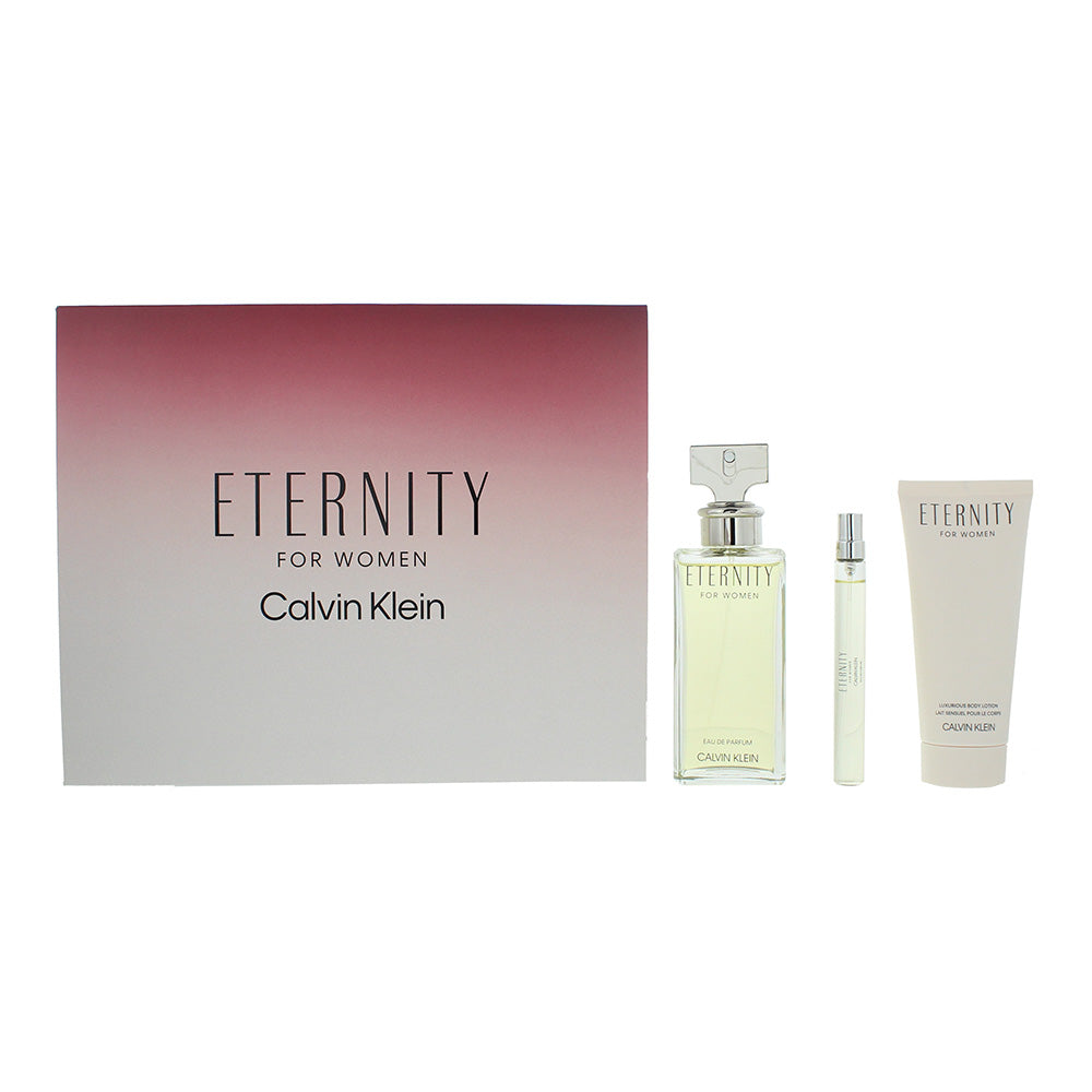 Calvin Klein Eternity For Women 3 Piece Gift Set: Eau de Parfum 100ml - Eau de P