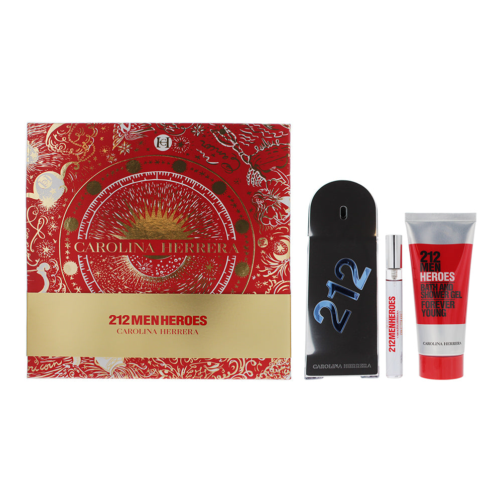 Carolina Herrera 212 Heroes 3 Piece Gift Set: Eau de Toilette 90ml - Eau de Toil