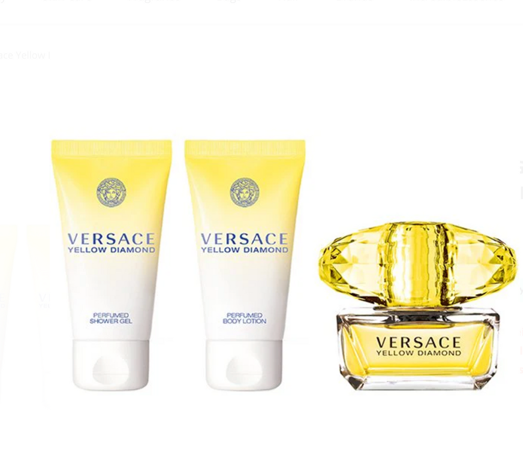 VERSACE YELLOW DIAMOND SET: EDT SPRAY 50ML + SG 50ML+  BODY LOTION 50ML