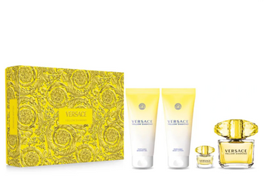 VERSACE YELLOW DIAMOND SET: EDT SPRAY 90ML + BL 100ML + SG 100ML + EDT SPRAY 15ML