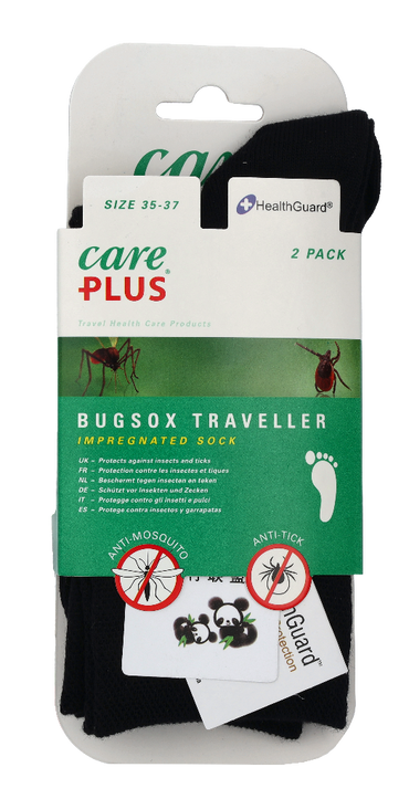 Care Plus Bugsox Traveller - Black - Size 35-37, (2-Pack) 2 piece