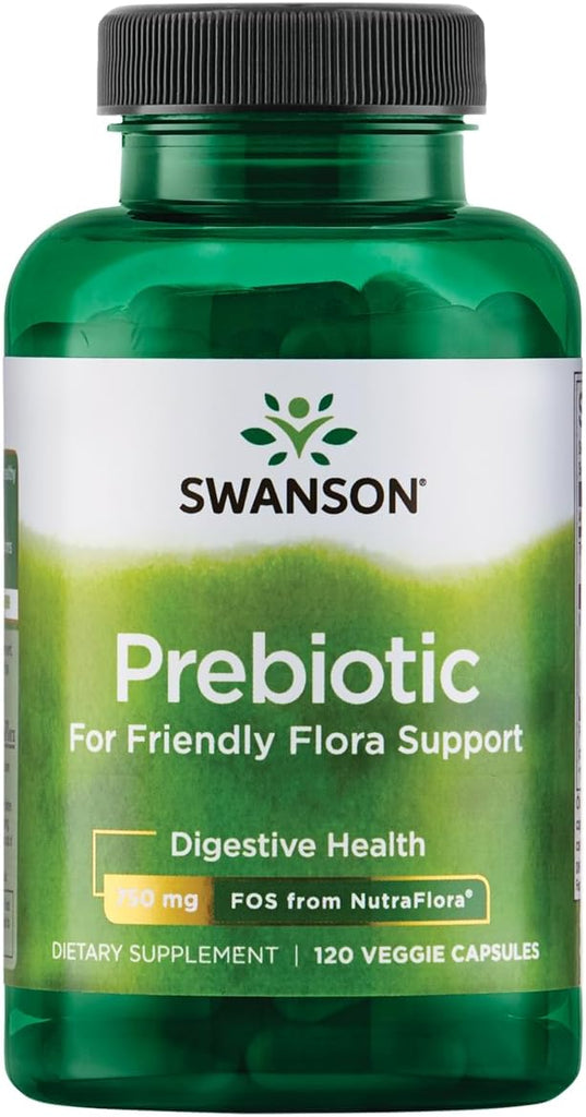 Swanson, Prebiotic for Friendly Flora Support, 375 mg, 120 Veggie Capsules