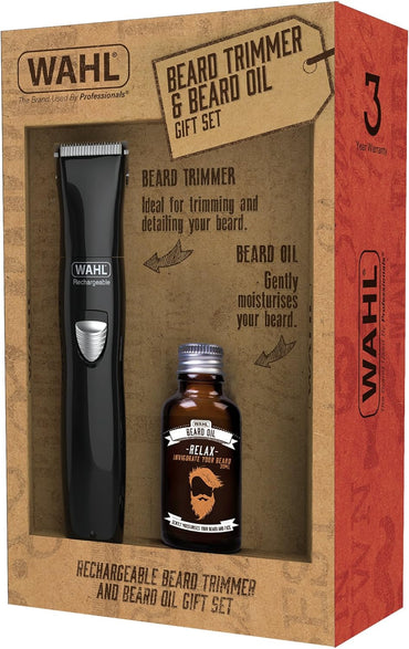 Conjunto de presente para aparador de barba e óleo de barba Wahl | recarrega