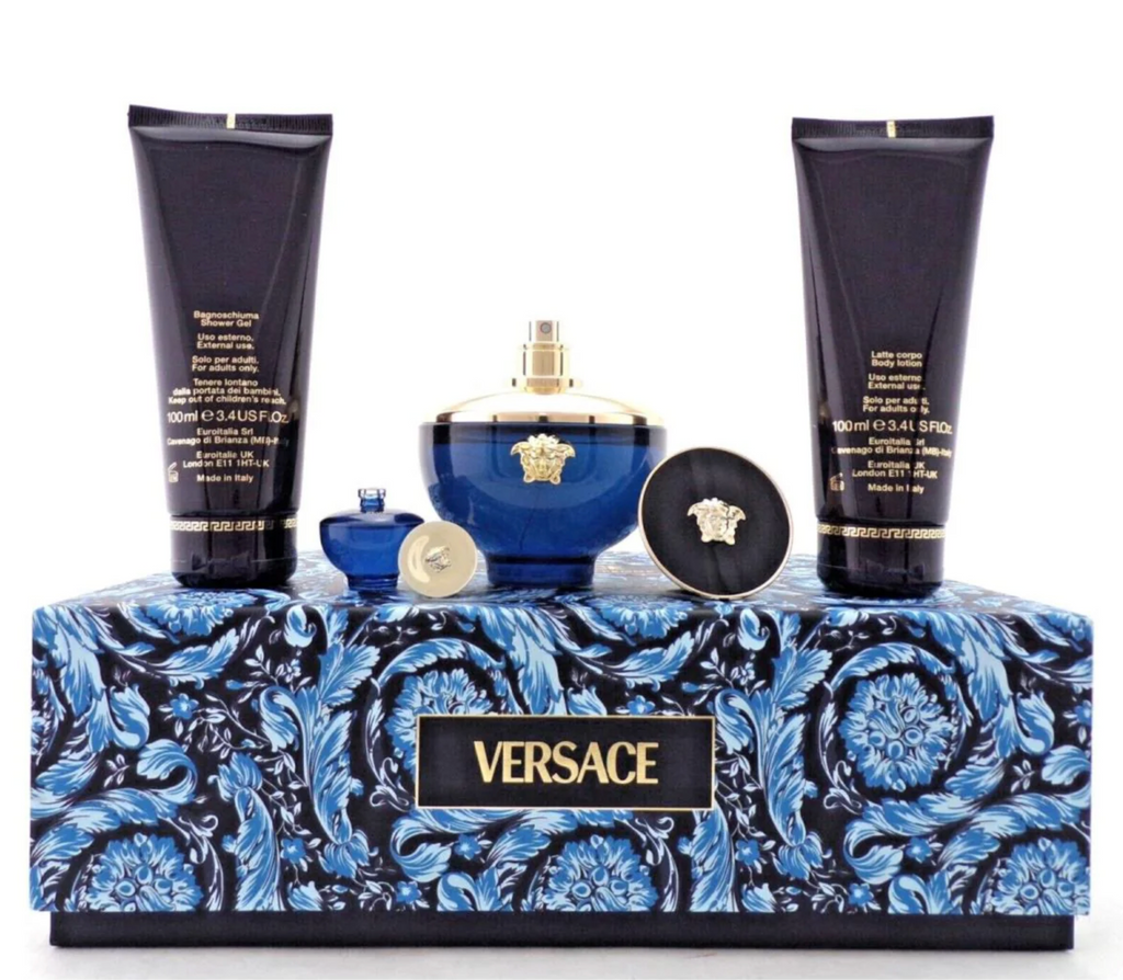 VERSACE DYLAN BLUE POUR FEMME SET: EDP SPRAY 100ML + SG 100ML + BL 100ML + EDP SPRAY 5ML