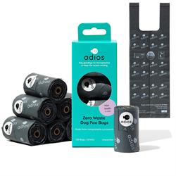 Adios Plastic Adios Plastic 8 rolls in Grey 120 bags  Handle on a Roll