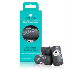 Adios Plastic Adios Plastic Compostable Poo Bag Grey 60 Pack Non Handle