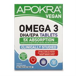 Apokra Vegan Omega 3 DHA 5X Absorption 30 Tablets