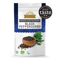 AUSHA Organic Black Peppercorns 100g - Salted - 2** GREAT TASTE AWARD