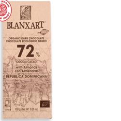 Blanxart Premium Organic Dark 72% Dominica Republic with Almonds 150g