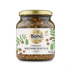 Biona Organic Brown Lentils in Glass Jars 360g