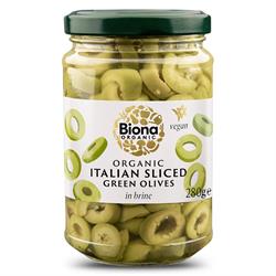 Biona Italian Sliced Green Olives in Brine Organic 280g