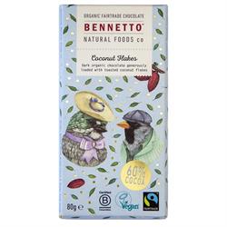 Bennetto Organic Chocolate Bar Coconut Flakes 80g