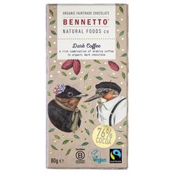 Bennetto Organic Chocolate Bar Dark Coffee 80g