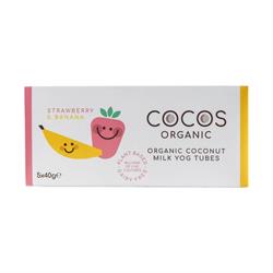 Cocos Organic Strawberry and Banana Coconut Milk Yog Tubes 5 x 40g