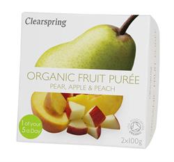 Clearspring Organic Fruit Puree Pear/Apple/Peach (2x100g)