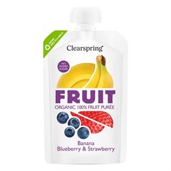 Clearspring Organic FRUIT 100% Fruit Puree - Banana Blueberry & Strawberry 100g