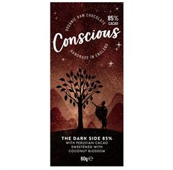 Conscious Chocolate Dark Side 85% Raw Vegan Organic Chocolate Bar 60g