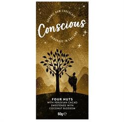Conscious Chocolate Four Nuts Raw Vegan Organic Chocolate Bar 60g