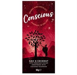 Conscious Chocolate Goji & Coconut Raw Vegan Organic Chocolate Bar 60g