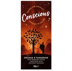 Conscious Chocolate Orange & Tangerine Raw Vegan Organic Chocolate Bar 60g