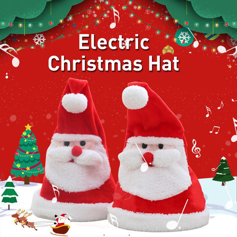 Soft Kawaii plush toy electric light-emitting movable Christmas Hat Plush Toy hat as a Christmas gift for children