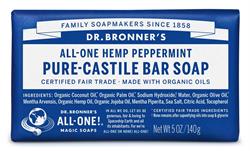 Dr Bronner Org Peppermint Soap Bar 140g